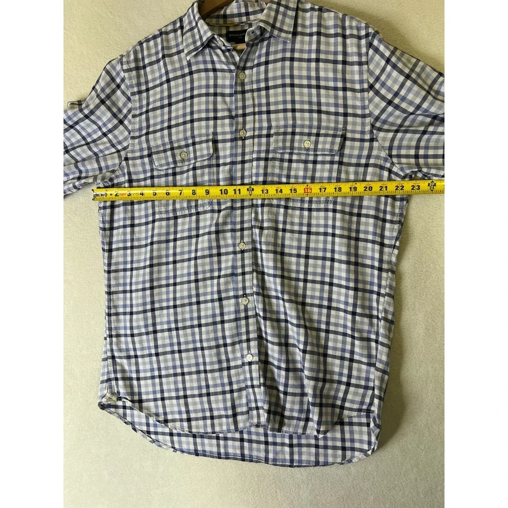 Banana‎ Republic Shirt Men's Large Blue Plaid Button Up 2 Pockets Casual